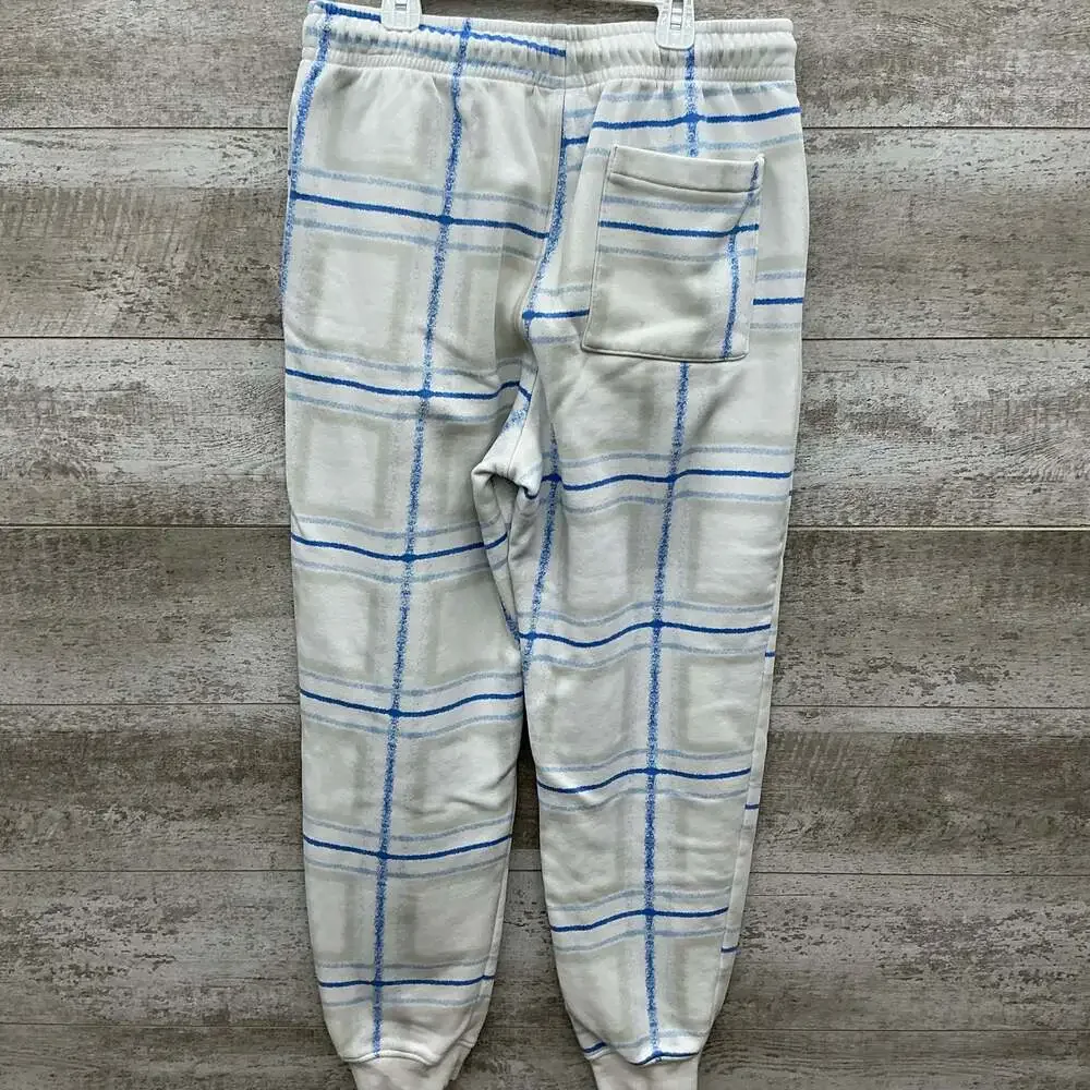 Jordan Essentials Men's Large Fleece Holiday Plaid Pants in White/Legend Blue